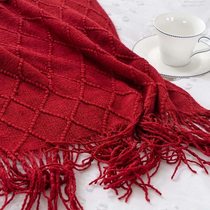 Christmas Red Blankets Aesthetic Nordic Knitted Throw Blankets Sofa Throw Travel TV Nap Blankets Soft Towel Bed Plaid Tapestry