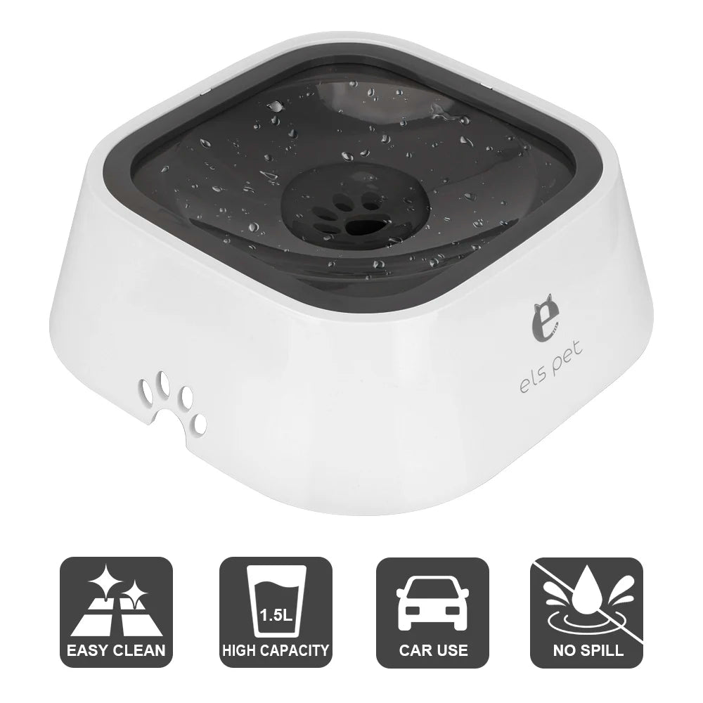 Cat Dog Water Bowl Carried Floating Bowl Slow Water Feeder Dispenser Anti-Overflow 1.5L Dog Supplies Pet Fountain