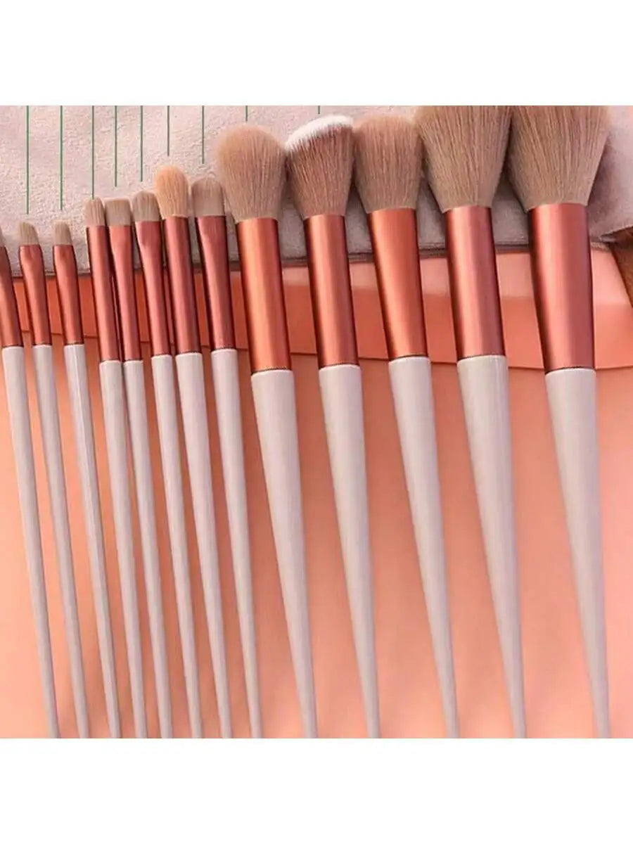 13Pcs Bean Paste Color Makeup Brush Set with Velvet Bag Soft Bristle Powder Blush Eyebrow Highlighter Brush Cosmetic Beauty Tool