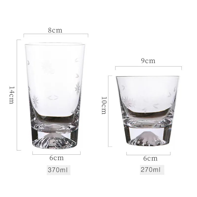 2/1Pcs Transparent Snow Mountain Cup Japanese Mount Fuji Whisky Glass Cup Breakfast Milk Drink Beer Wine Fruit Juice Cups Gift