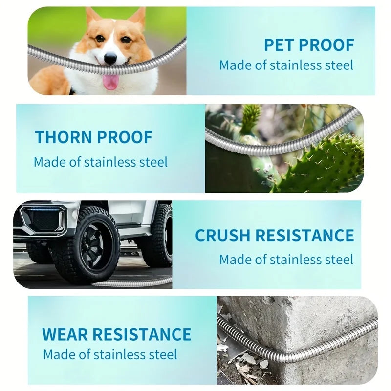 Metal Garden Hose Stainless Steel Metal water Hose Super Tough&Flexible Water pipe Lightweight Crush Resistant Aluminum Fittings