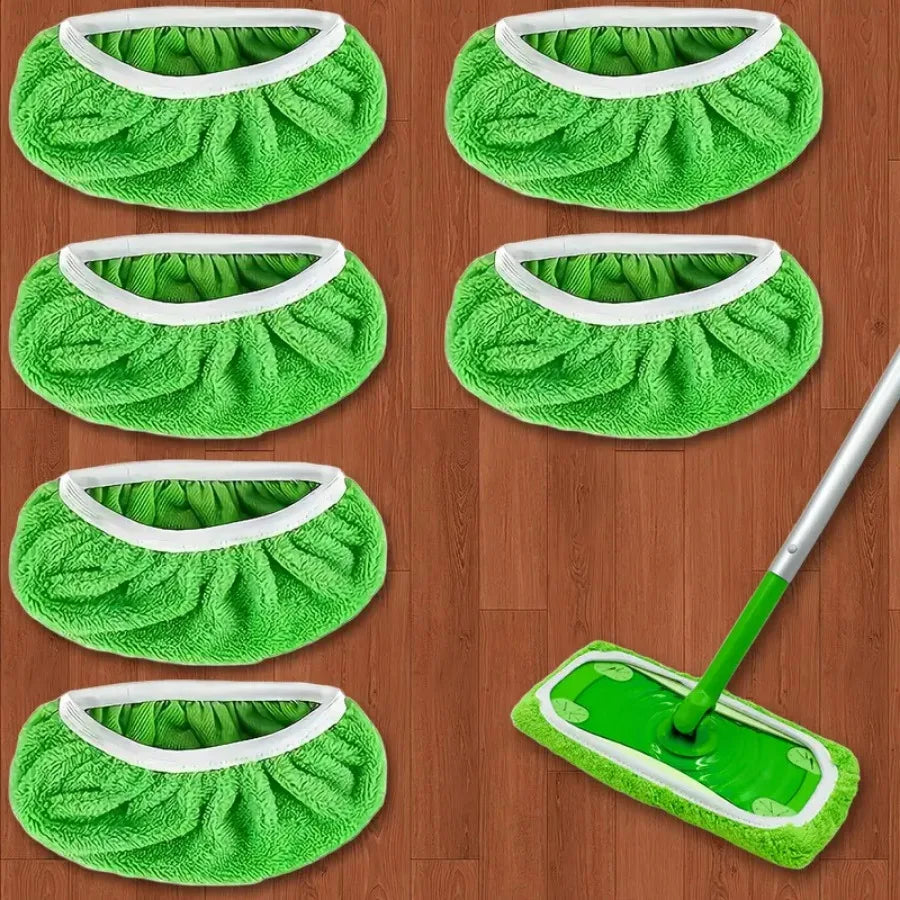 4 Green/white/gray Mop Cloths, Mop Head Replacement Cloth, Suitable for Flat Cleaning, Wet and Dry Mop Dual-use