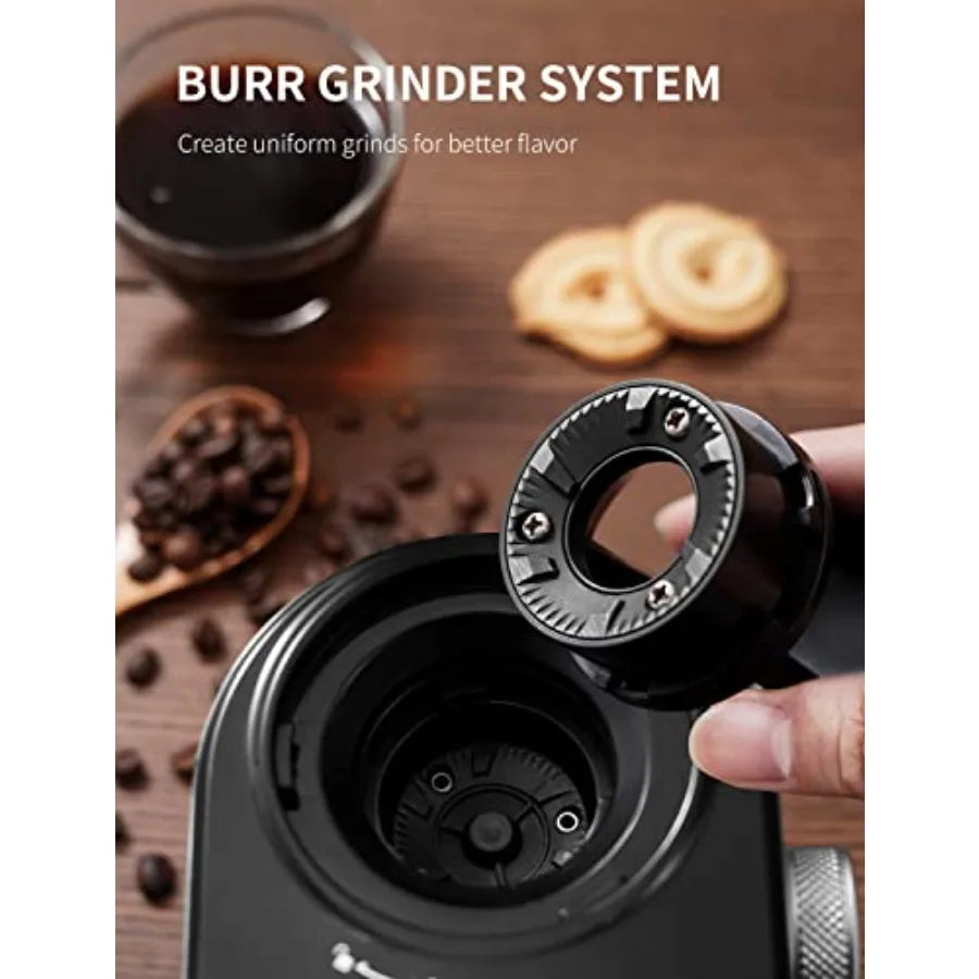 Electric Adjustable Burr Coffee Bean Grinder with 16 Precise Grind Settings for 2-14 Cup Silver