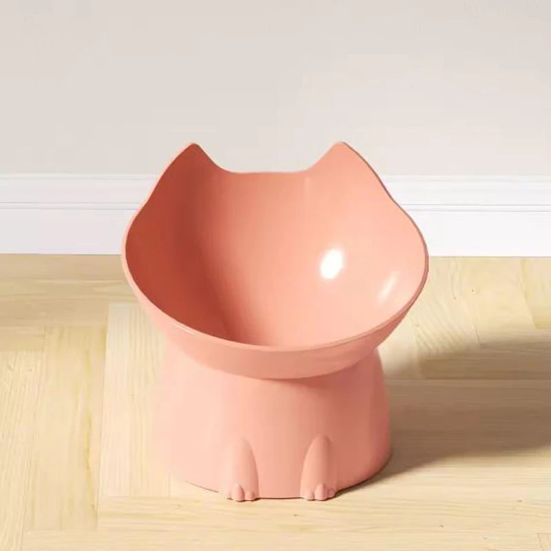 Cat bowl with long ears and high feet bowl cat and dog neck protection and anti-overturning plastic raised pet bowl
