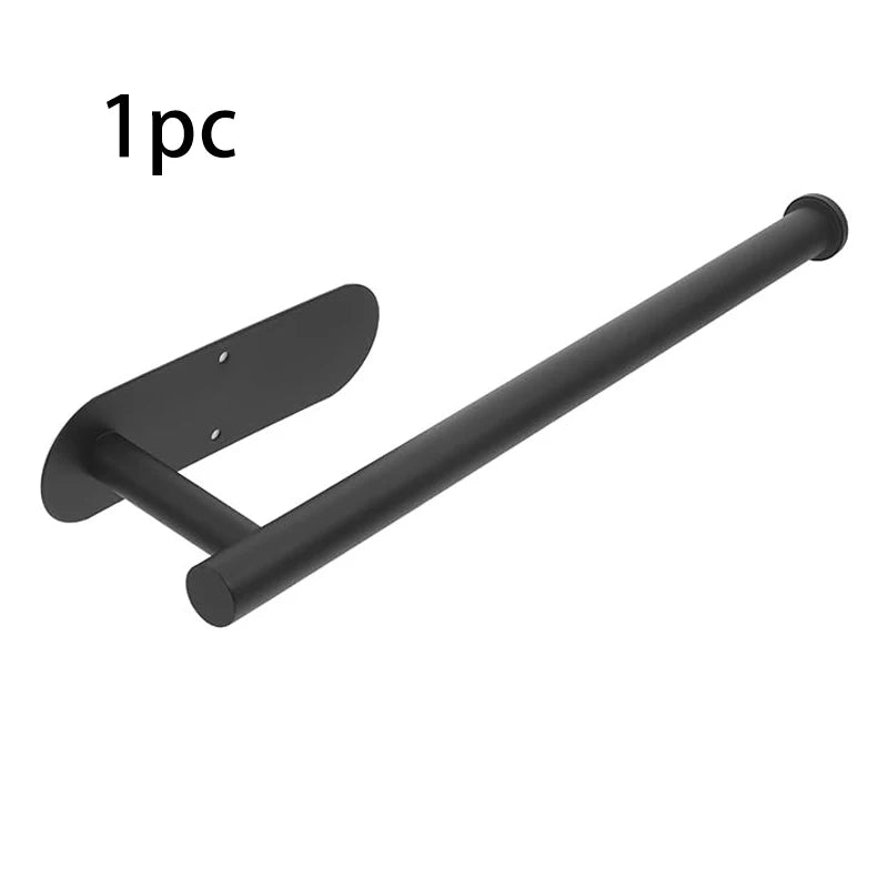 Under Cabinet Paper Towel Holder Black Minimalist Space-Saving No Drilling Kitchen Organizer 30cm Stainless Steel