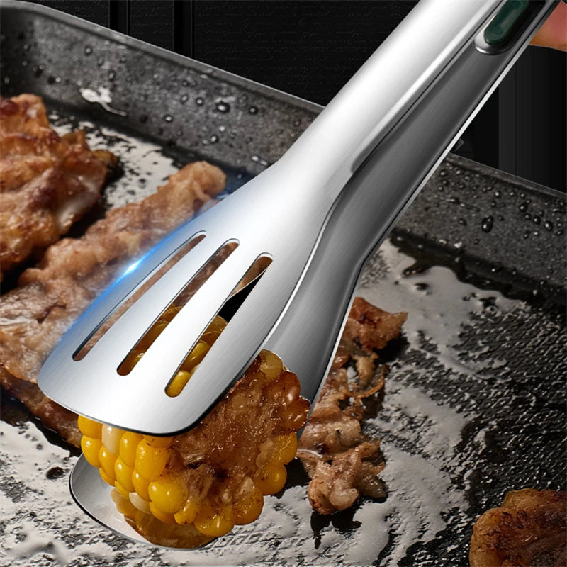 1pc Non Slip Stainless Steel Food Tongs Meat Salad Bread Clip Barbecue Grill Buffet Clamp Cooking Tools Kitchen Accessories