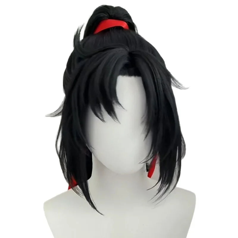 Beautiful Young Man Yiling Ancestor Wei Wuxian Synthetic Wigs Young Wei Wuxian Demon Road Ancient Costume Black Style Wig