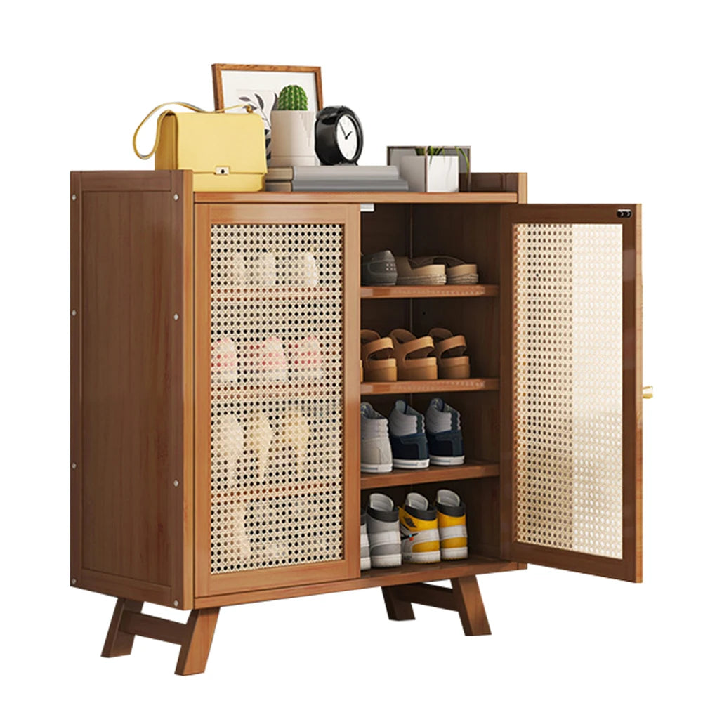 5 Tiers Wooden Shoe Cabinet with Doors Shoe Rack Organizer for Entryway Closet