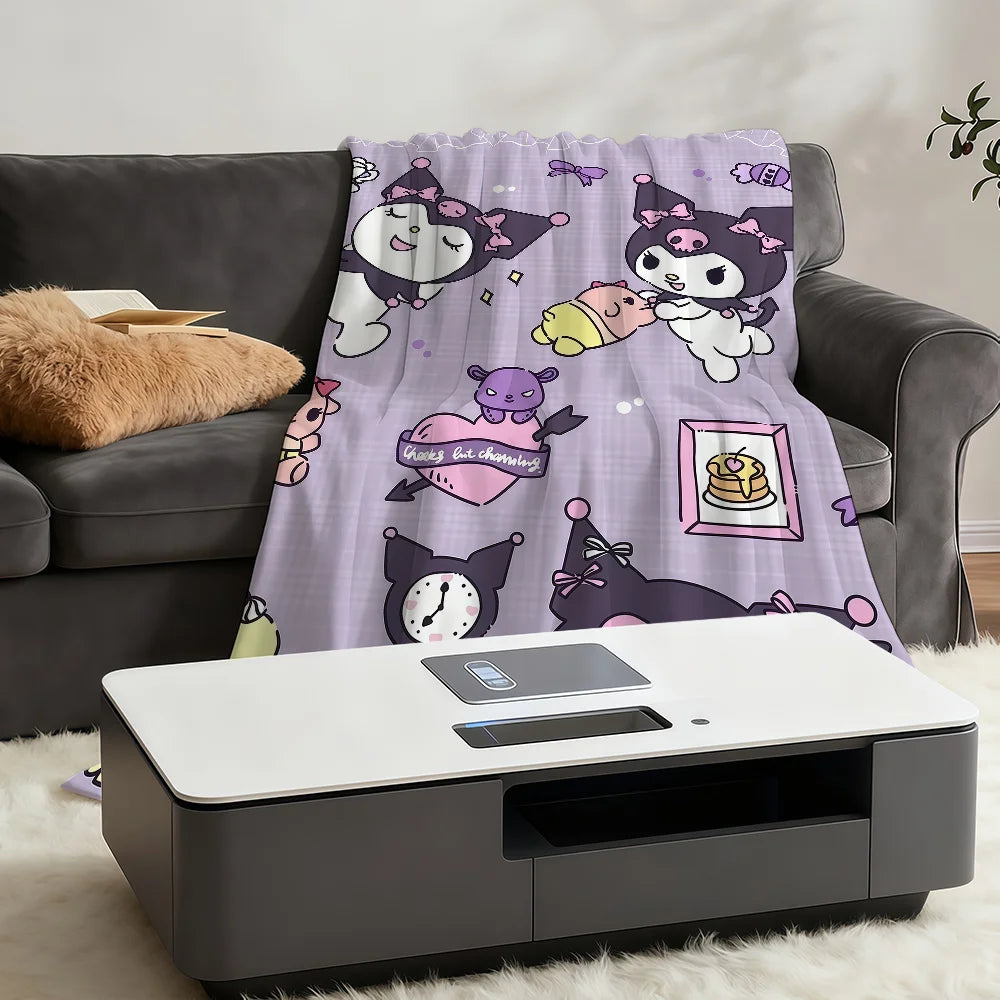 Cute K-KuromiS Cool Cartoon SRO Purple Blanket Throw Super Cosy Plush Living Room Sofa Couch Childish Birthday Gifts