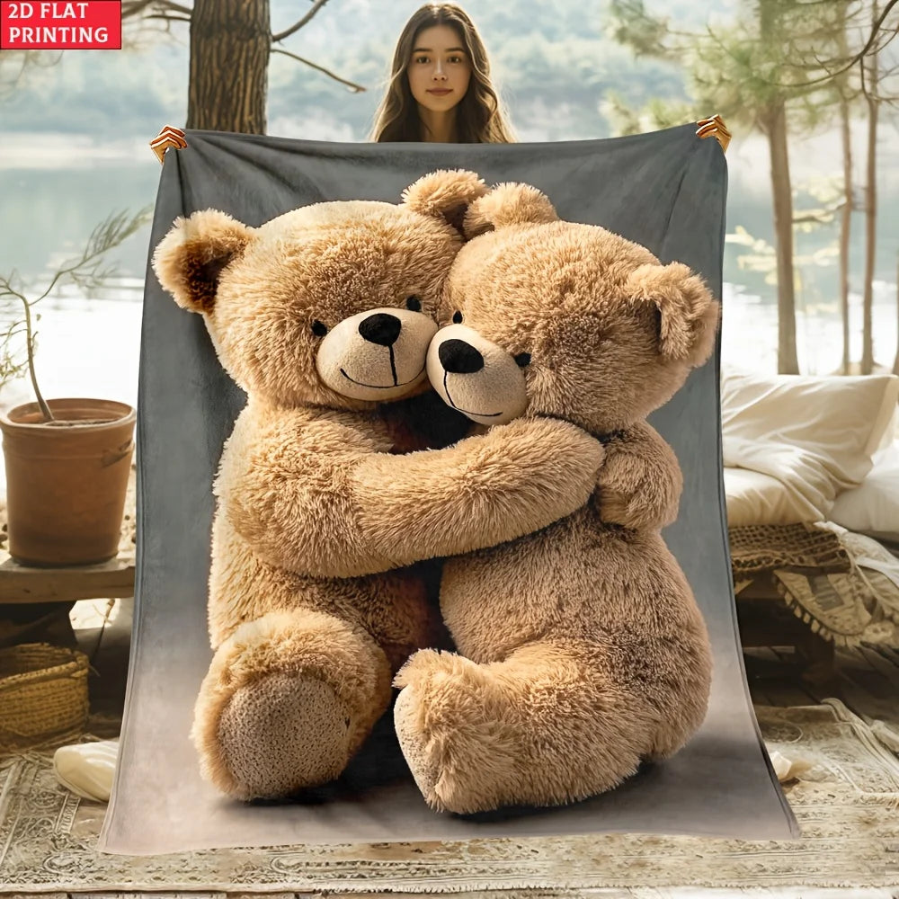 "Cuddly Bear Hug Blanket, Soft Plush Animal Design Throw for Kids and Adults, Cozy Home Decor, Multiple Sizes Available"