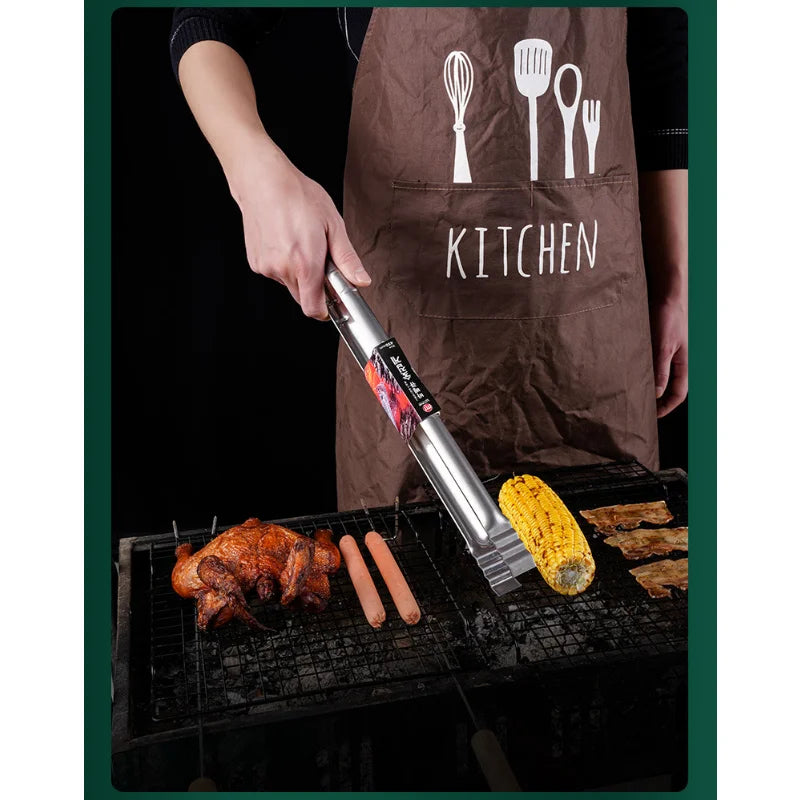 1Pc Outdoor camping Grill Tongs 45CM ExtraLong Kitchen Tongs Grilling Tongs Clips Stainless Steel Tongs for Cooking Grilling