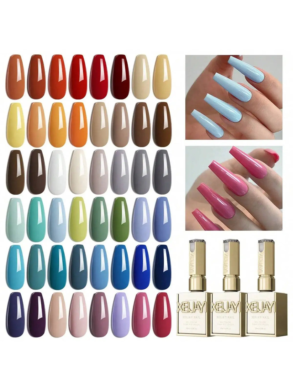 XEJAYI 6-Piece Pink-Purple Gel Nail Polish Set, UV LED Soaked Nail Polish, Semi-Permanent