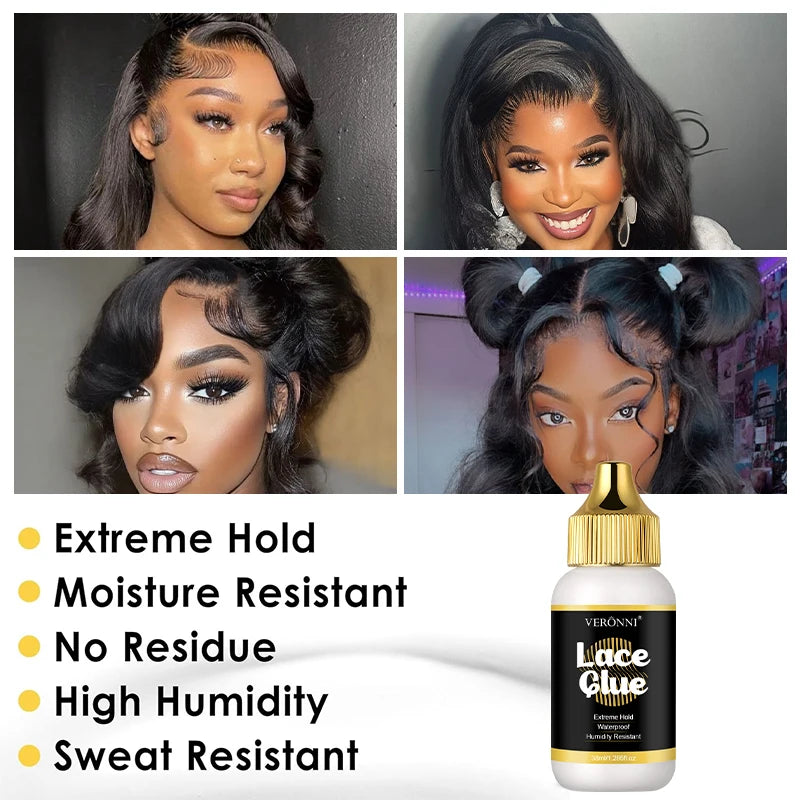 2 Packs 38ml Lace Wig Adhesive, Super Hold Waterproof Clear Glue for Lace Front Wigs & Hair Toupees, Sweat-Proof Long-Wearing