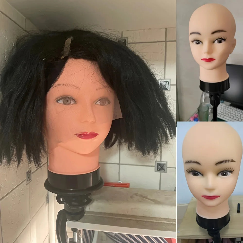 Soft Silicone Bald Wig Model Wig Practice Training Head Beauty Mannequin Doll Head Massage Makeup Store Display