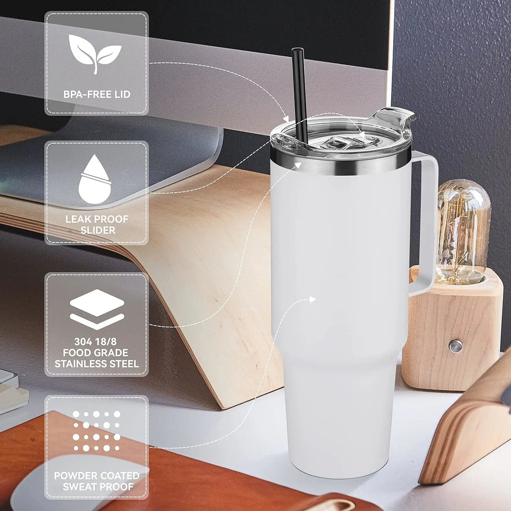1200ML Metal Vacuum Insulated Cup Stainless Steel Portable Water Cup Refrigerated Vacuum Insulated Straw Leak-proof Lid