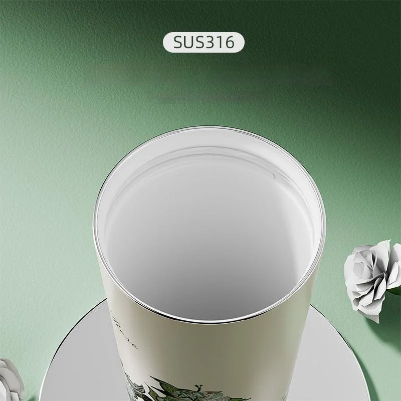 GIANXI New High Appearance Level Coffee Thermos Cup Ceramic Straw Double Drinking Cup Daily Campus Accompanying Coffee Cup