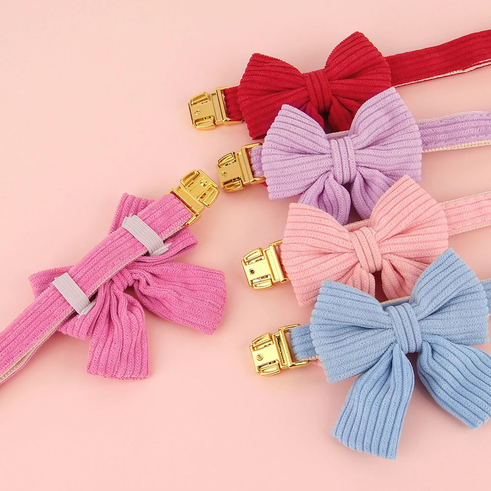 Personalized Dog Collar Big Bowtie Pet Dog ID Collars Free Engraving Cute Bowknot For Small Medium Dogs Cats Pet Accessories