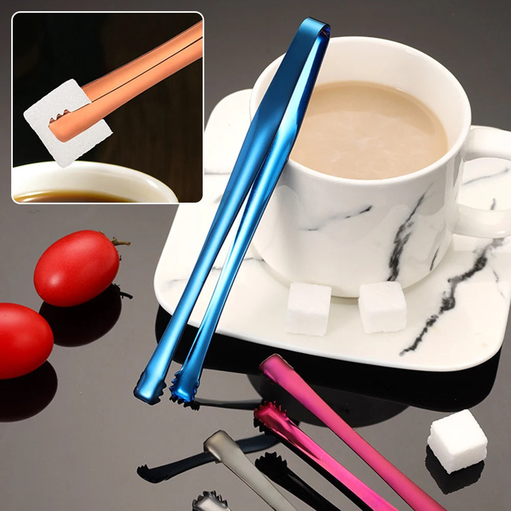 3pcs Sugars Cubes Tong Stainless Steel Ice Cubes Clip Tong Multipurpose Long Handle Tweezers Bbq Food Serving Clamp For Kitchen