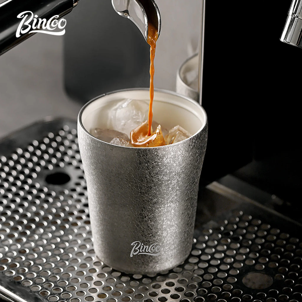 Bincoo Double Wall Ceramic Lined Travel Mug - Elegant Retro Style Stainless Steel Thermal Cup for Camping Hiking & Daily