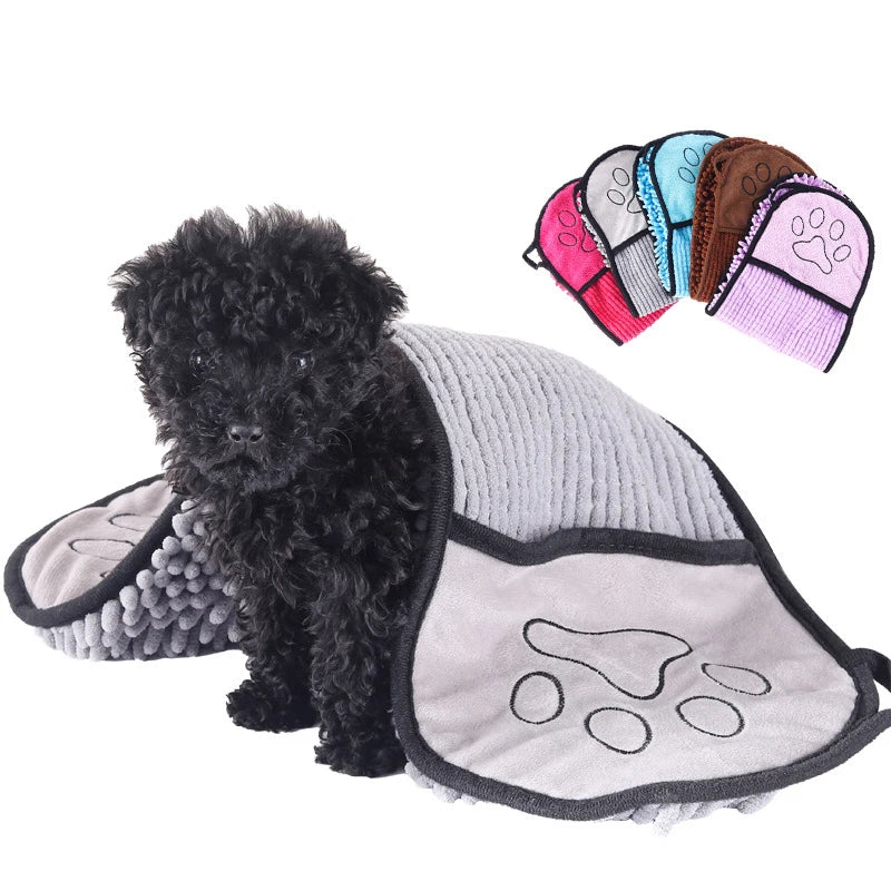Soft Dog Bath Robe Towel Quick Super Absorbent Pet Bath Towel Cat Bath Towel Convenient Pet Cleaning Washcloth Pet Accessories