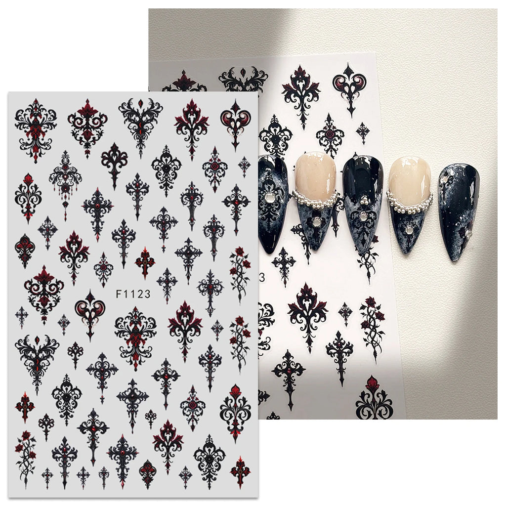 4pcs dark gothic style nail art stickers, easy to apply for nail decoration, DIY, gifts, party makeup styling