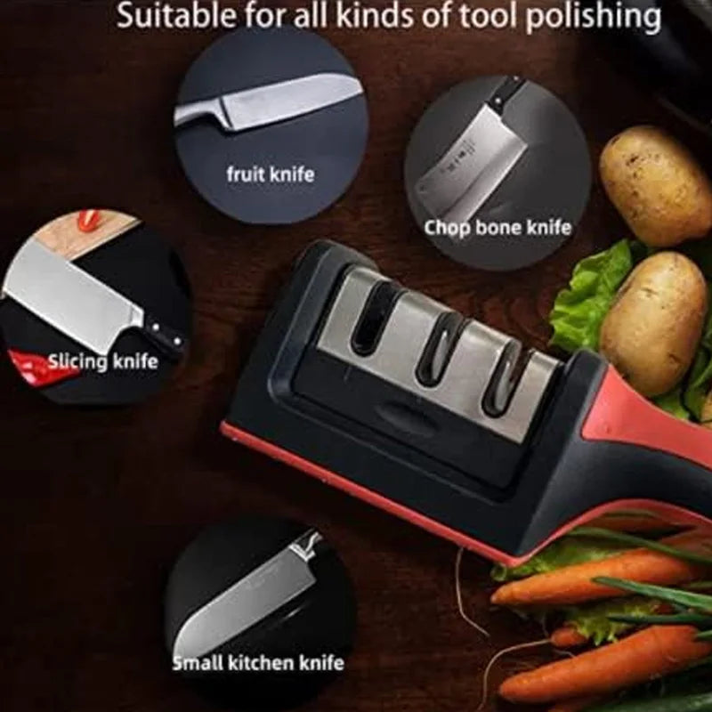 3-Stage Knife Sharpener Set - Diamond & Ceramic Rods for Kitchen, Hunting, Pocket Knives, Fast Edge Repair with Non-Slip Base (B