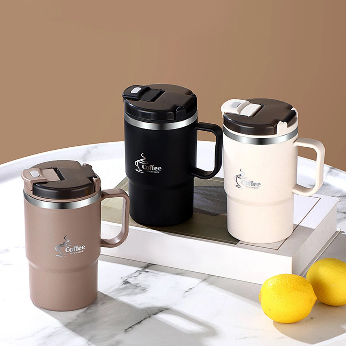 Double-Wall Insulated Coffee Mug Portable 304 Stainless Steel Water Cup With Spoon & Tea Strainer Anti Scald Sealed Drinking Cup