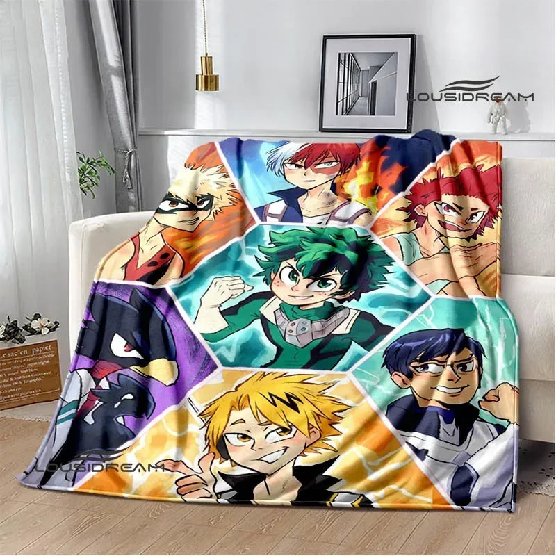 My Hero Academia Cartoon printed blanket Warm Flannel Blankets Soft and Comfortable blanket Home Travel Blanket Birthday Gift