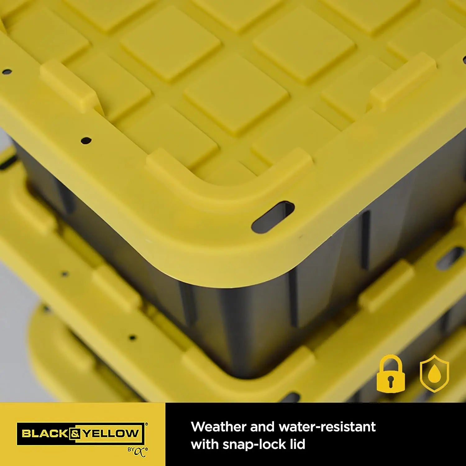 5GL Heavy Duty Tough Storage Container & Snap-Tight Lid,8.6"H*12.3"W*16.4"D,Weather-Resistant Design and Stackable[6 Pack]