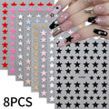 8pcs 3D Valentine's Day French Lines Love Nail Art Stickers Sweet Love-Heart Nail Decals DIY Self-Adhesive Slider Manicure Decor