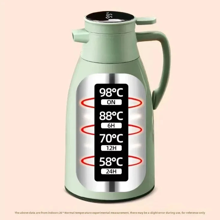 Kitchen Thermal Kettle Household Digital Display Coffee,1/1.3/2L Thermos Glass Liner Vacuum Flasks Large Capacity Water Bottle