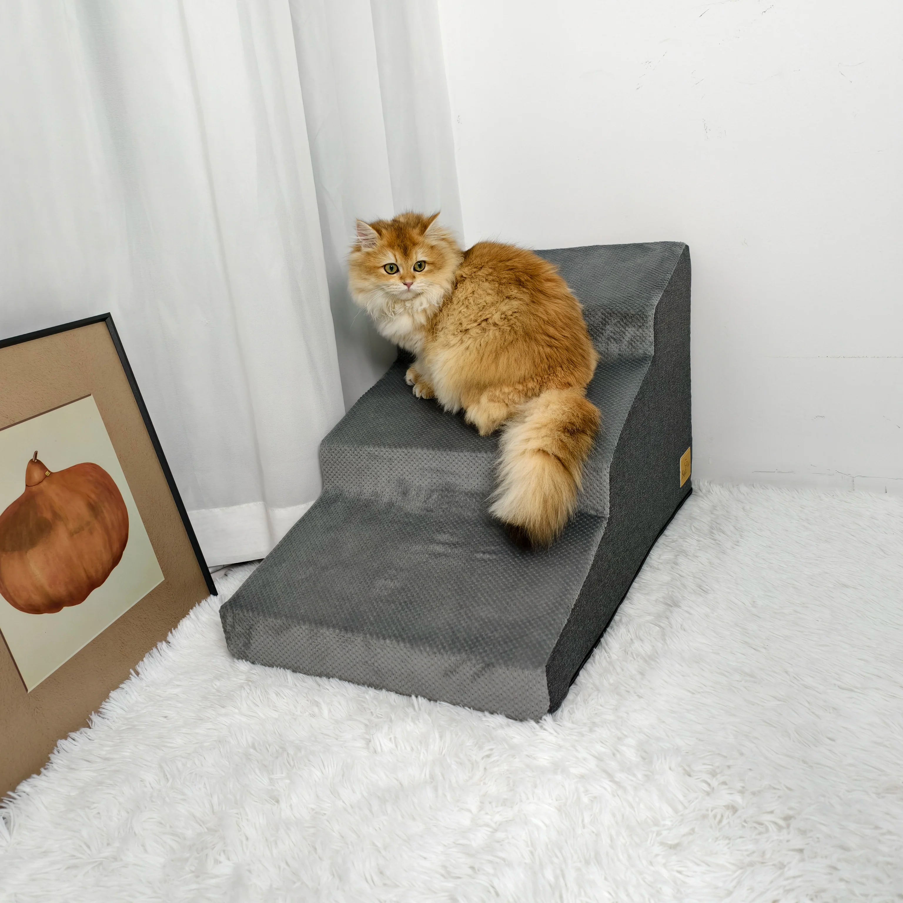 3/4 Steps High Density Foam Dog Stairs Ramps, for High Beds and Sofa, Non-Slip Pet Steps Sofa Bed Ladder, with Washable Cover