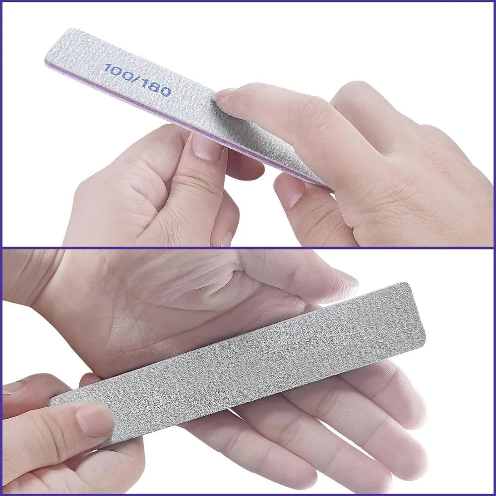 Nail file sandboard nail file for natural nails and acrylic nails, double-sided professional nail file reusable nail art gray