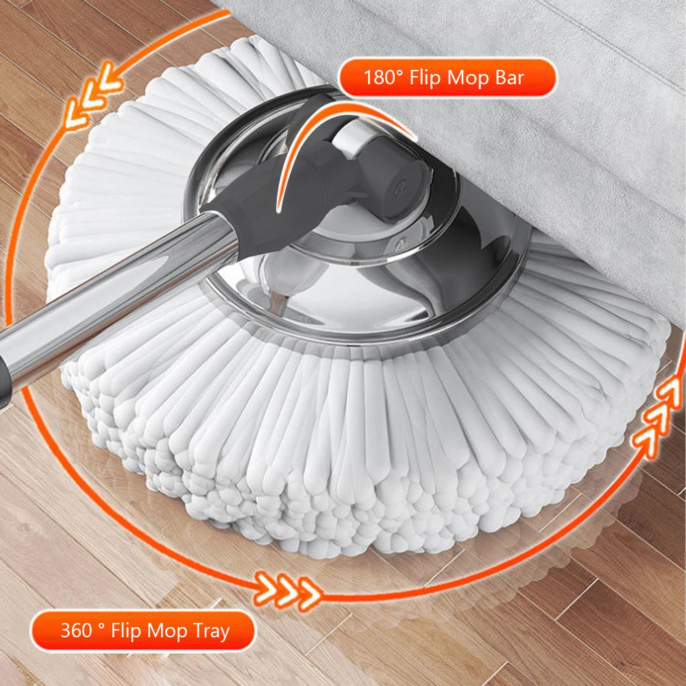 Spin Mop Bucket 6 Microfiber Refills Household Cleaning Automatic Spin Mop Hand-Free Automatic Dehydration Mop for Home Cleaning