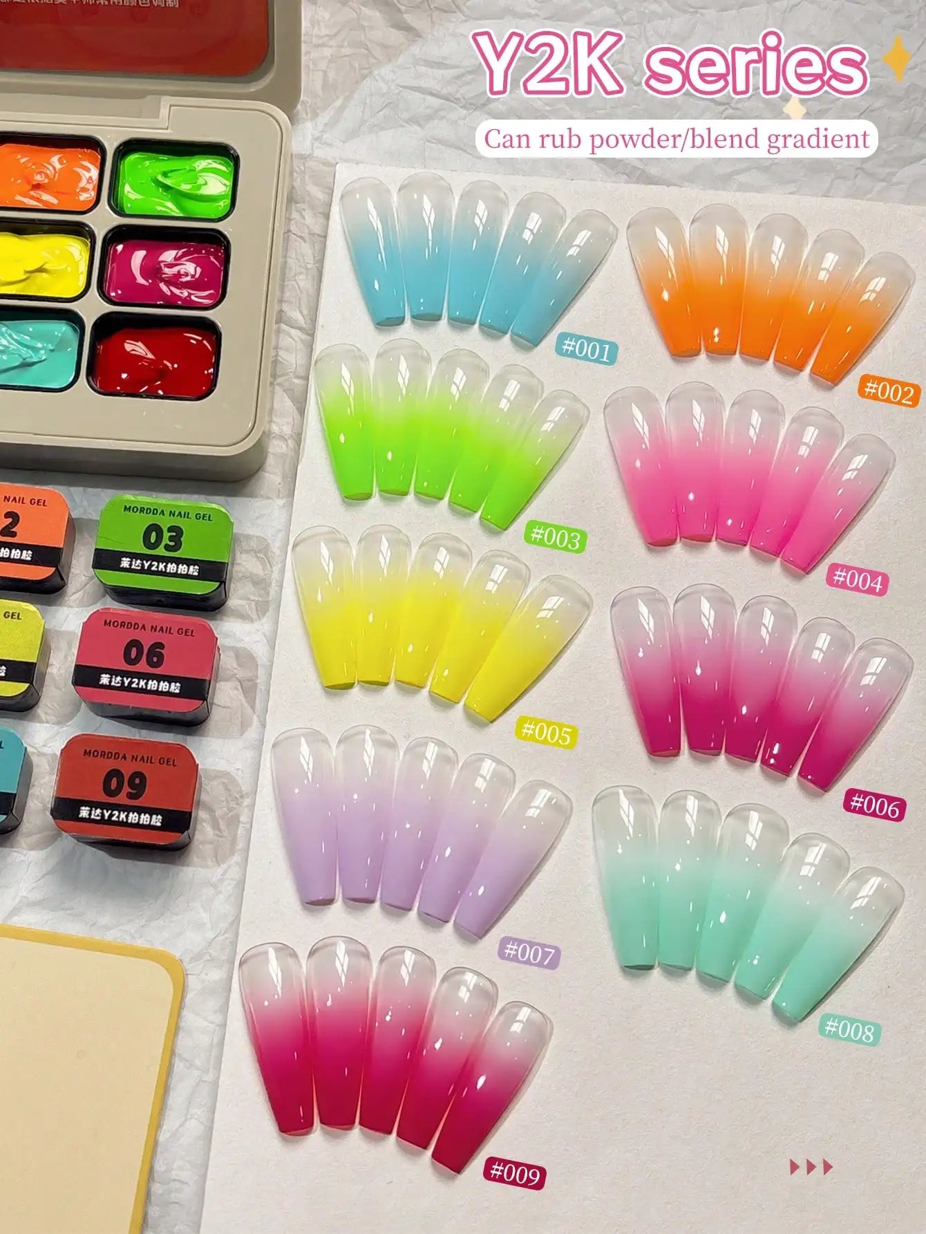 MORDDA 9pcs Y2K Series Patting Gel Nail Polish Soak Off Gel Nail Polish Uv Gel Long Lasting Nail Polish Gel For Nail Salon
