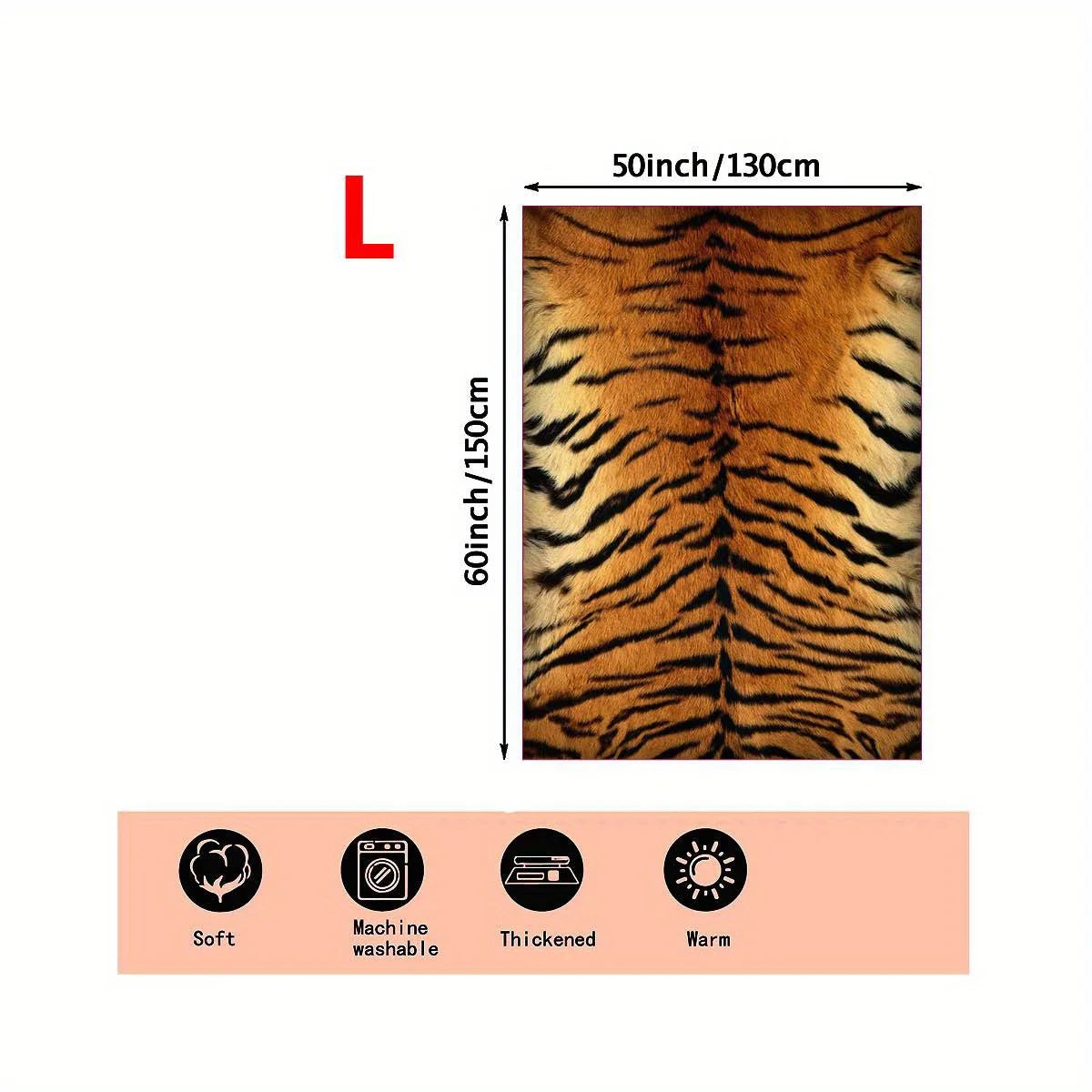 Wild Tiger: A Cozy, Luxurious Blanket with Realistic Tiger Fur Design, Perfect for Snuggling and Adding a Touch of Exotic Charm