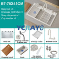 YCRAYS Nano Multifunction White Kitchen Sink Waterfall Faucet Large Single Bowl Wash Basin Cup Washer Pure Tap Soap Dispenser