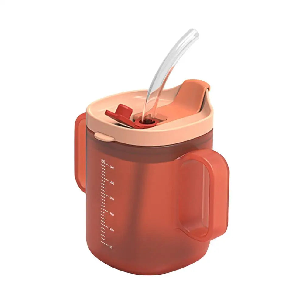 300ml Elderly Care Cup PP Water Cup With Handles Mugs With Straw Unspillable Cup Anti-choking Recovery Feeding Cup Drinking Cup