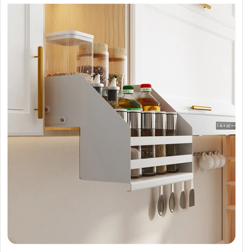 Kitchen high cabinets storage rack  lifting Pull basket  hanging cabinets pull-down shelves seasoning racks
