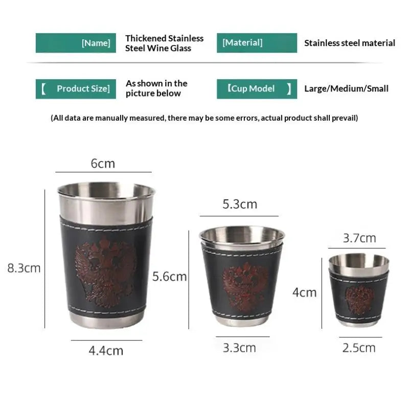 4Pcs/Set Travel Cups Stainless Steel Cup With PU Leather Portable Coffee Wine Beer Whisky Cup Camping Tableware Outdoor