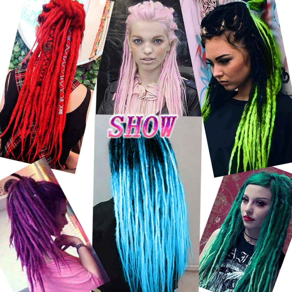 10 Strands/pack 24Inch Handmade Crochet Dreadlocks Extensions  Reggae Hair Hip-Hop Style For Women Fashion Party festivals Gift