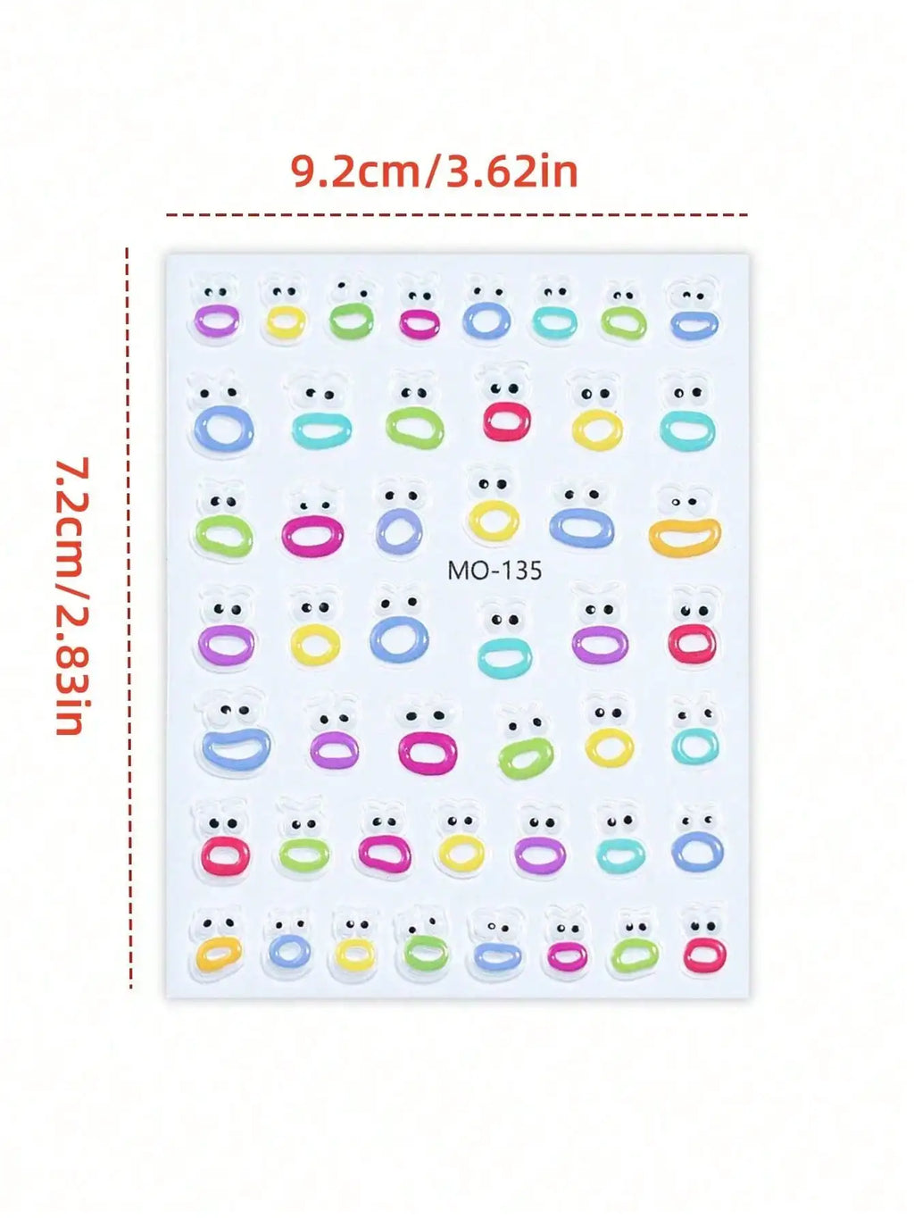1sheet Mouth Monster Relief Nail Sticker – 3D Jelly Nail Sticker with Big Mouth Monster Eyes, Cartoon Face Nail Decal