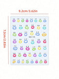 1sheet Mouth Monster Relief Nail Sticker – 3D Jelly Nail Sticker with Big Mouth Monster Eyes, Cartoon Face Nail Decal