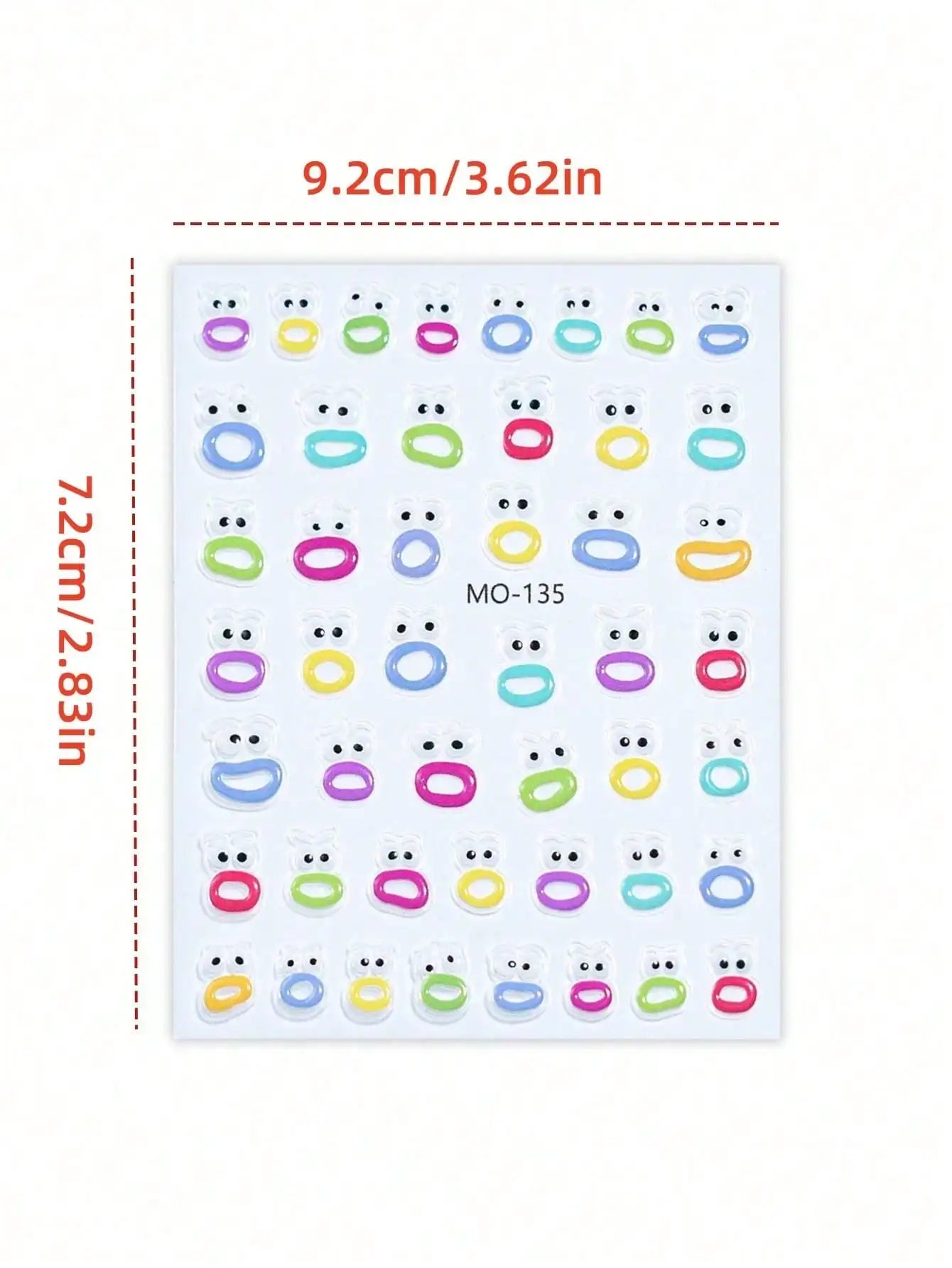 1sheet Mouth Monster Relief Nail Sticker – 3D Jelly Nail Sticker with Big Mouth Monster Eyes, Cartoon Face Nail Decal
