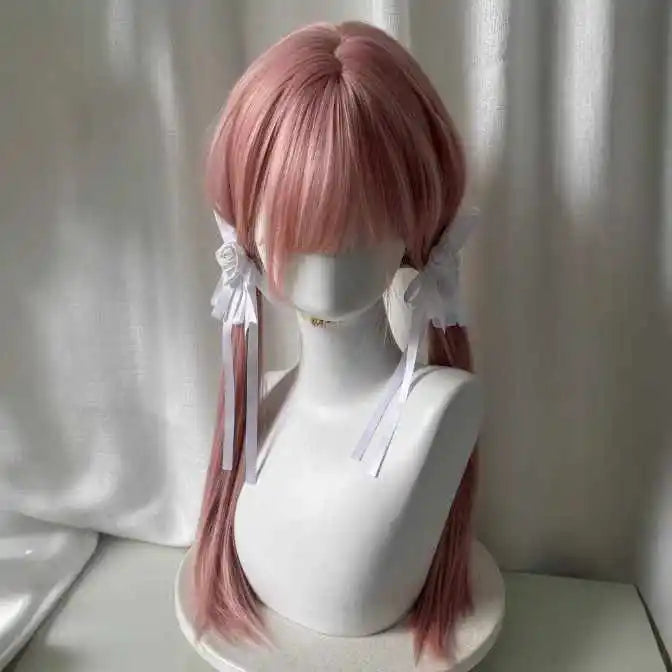 AOSIQUEEN Grapefruit Powder Wig Long Straight Synthetic Wig for Women Fashion Wig for for Daily Halloween Costume Party Cosplay