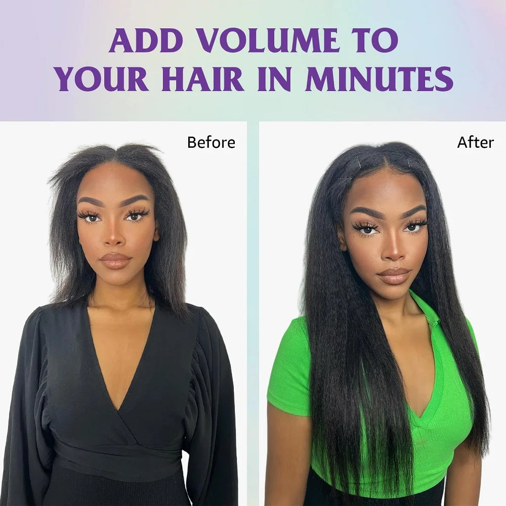Kinky Straight Human Hair Extensions 100% Unprocessed Remy Hair Clip in Hair Extensions Real Human Hair for Women