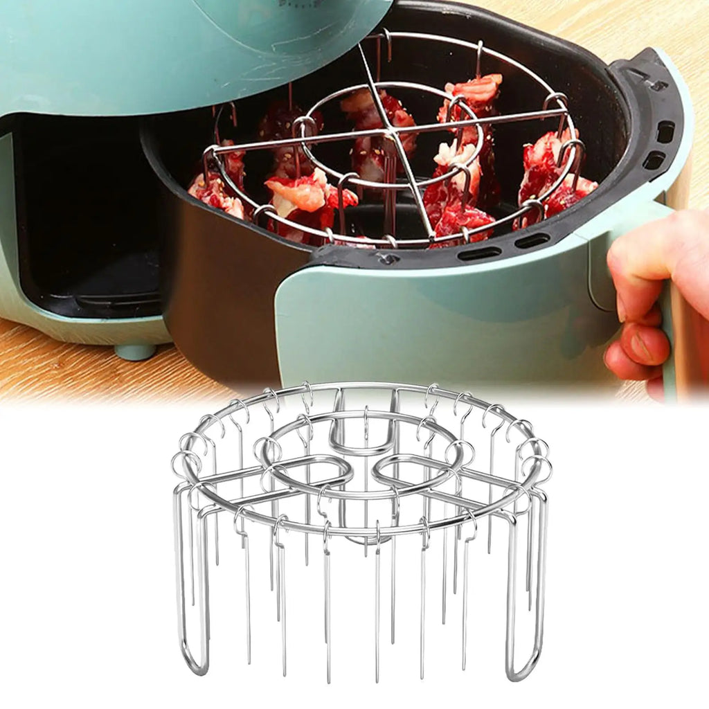 24 Skewer Air Fryer Grill Rack Heat-Resistant Oven Hanging Rack Stainless Steel BBQ Skewer Rack For Home Restaurant