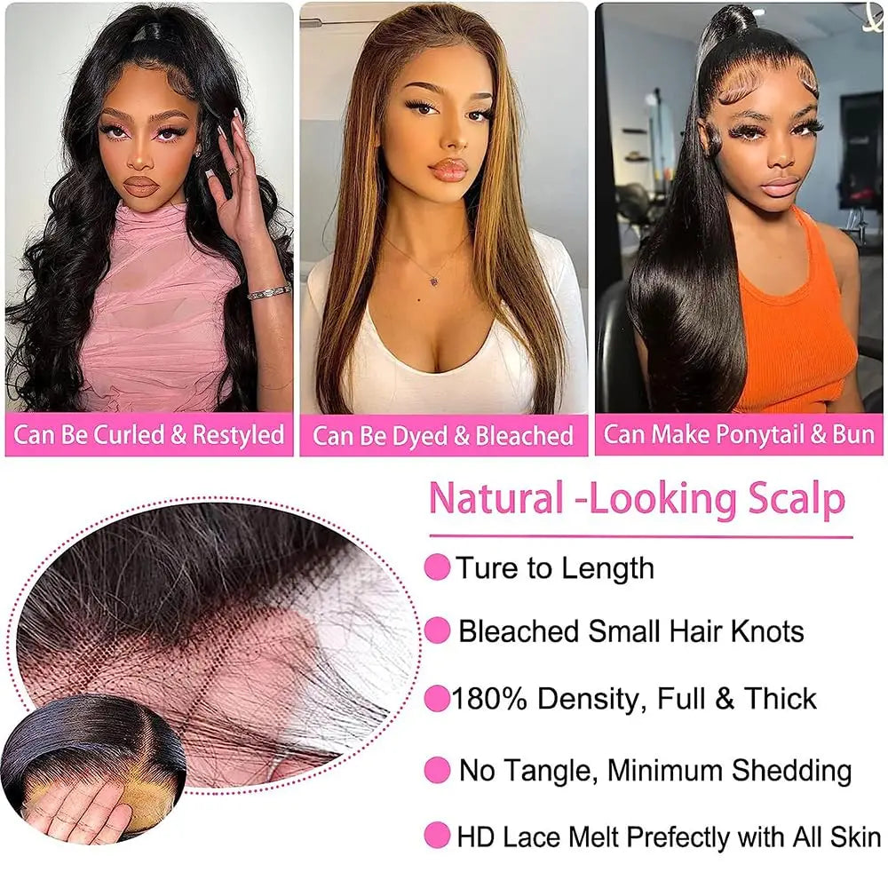 250% Density Straight Hair 13x4 HD Lace Frontal Wig 100% Human Hair 13x4 Full Lace Front Wig For Women Human Hair Wigs