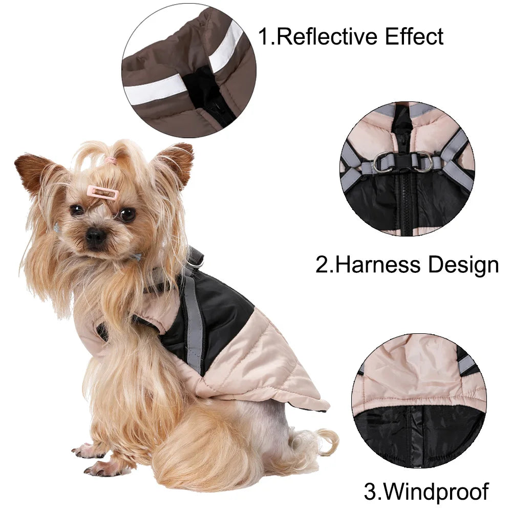 Dog Coat With Harness Winter Warm Dog Clothes For Small Medium Dogs Cats Windproof Cat Clothing Chihuahua Yorkshire Pet Jacket