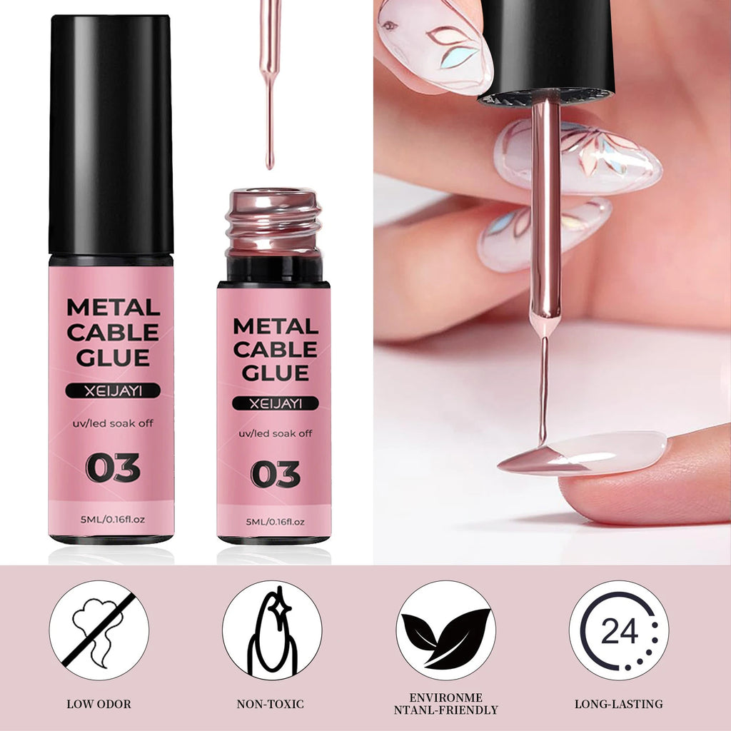 Metallic Mirror Nail Polish, Chrome Gel Liner Nail Art with Thin Brush in Bottle 3D Mirror for Salon Home DIY French Manicure
